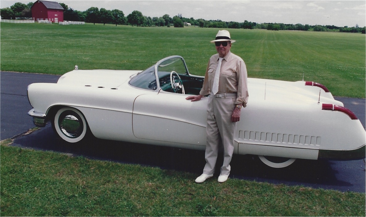 Henry Lauve with the 1953 Buick Wildcat Gilmore grounds circa 1992